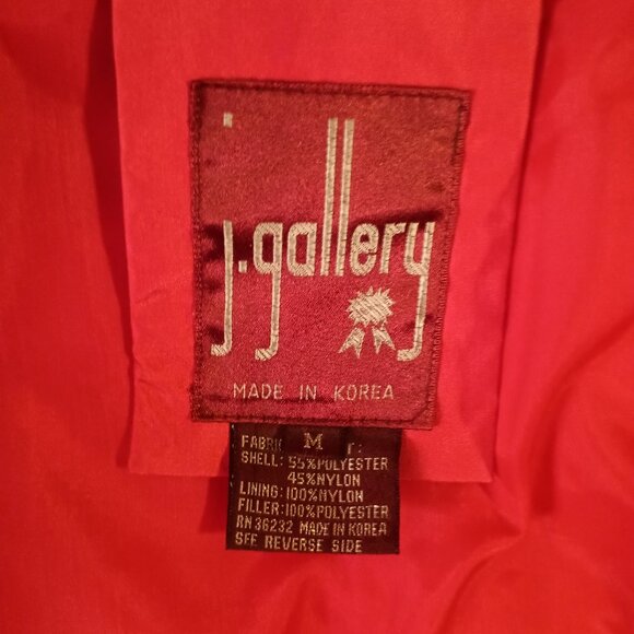 90's J.Gallery- Full-Length Red Puffer Coat- Size Medium - Picture 6 of 10